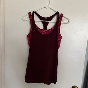 Lululemon Athletica Maroon and Pink Tank Top